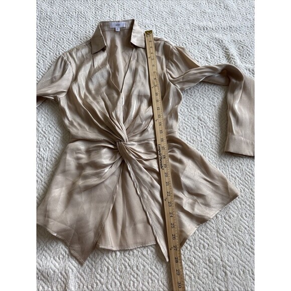 AEOM Women’s Gold Twist Top Blouse Long Sleeve Size XS - Picture 5 of 8